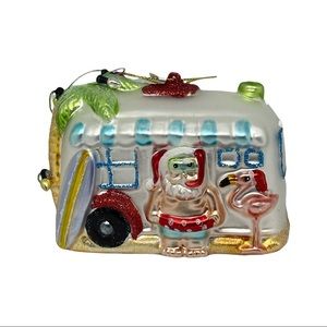 Holiday Lane Glass Florida Seaside Tour Bus Ornament